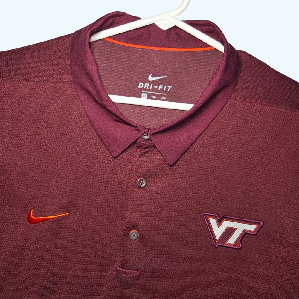 NEW Nike Virginia Tech Hokies Dri-FIT Polo Shirt Maroon Mens XXL 34447X-VT1 READ